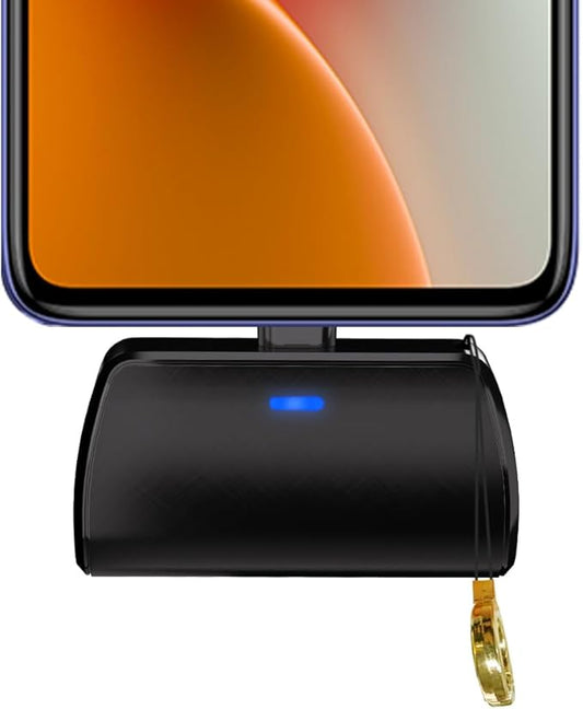 WAVYPO Keychain Portable Charger 2500mAh, USB-C Cell Phone Portable Power Bank, Compatible for iPhone 16/15/15 plus/15 pro/15 pro Max/Android/Samsung/Moto/LG (Black)