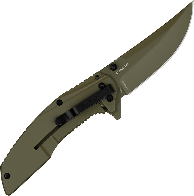 Kershaw Olive Outright Folding Pocket Knife, 3 inch 8Cr13MoV Stainless Steel Blade, Pocketclip