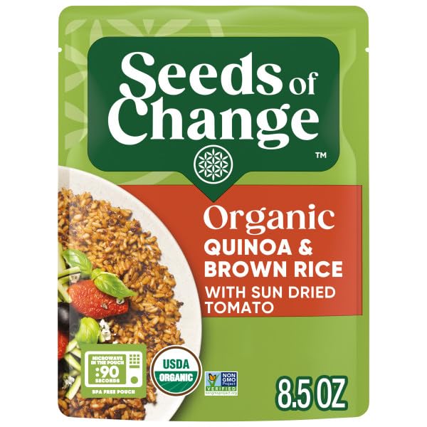 SEEDS OF CHANGE Organic Quinoa & Brown Rice with Sun Dried Tomato, Organic Food, 8.5 OZ Pouch (Pack of 12)
