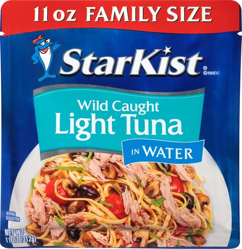 StarKist Chunk Light Tuna in Water, 11 oz Pouch (1 Pack) Ready to Eat Wild Caught Tuna, 19g Protein Per Serving, 80 Calories Per Serving, Gluten Free, Soy Free, Kosher, Perfect for Meals and Snacks