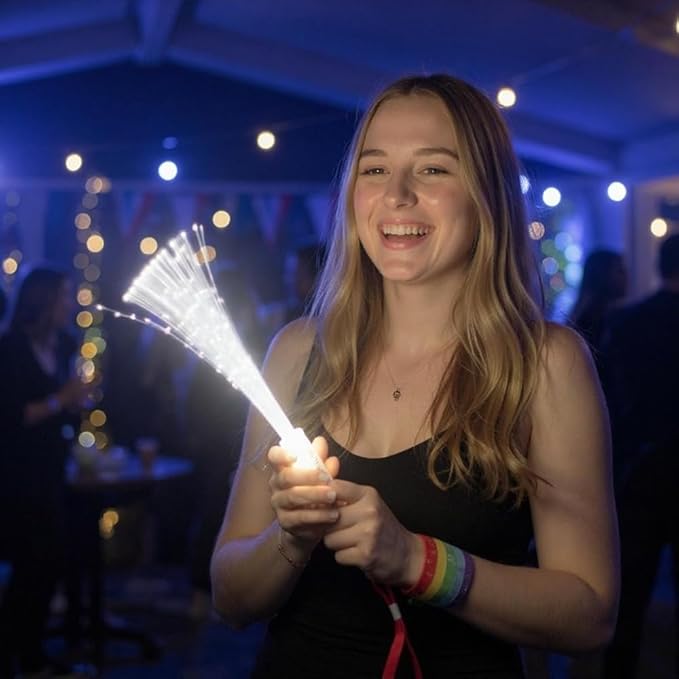 Personalized LED Fiber Optic Glow Wand 10 Pack, Multicolor LED Light Wand Custom Text Personalization String, Party Wedding Birthday Celebrations Quinceanera