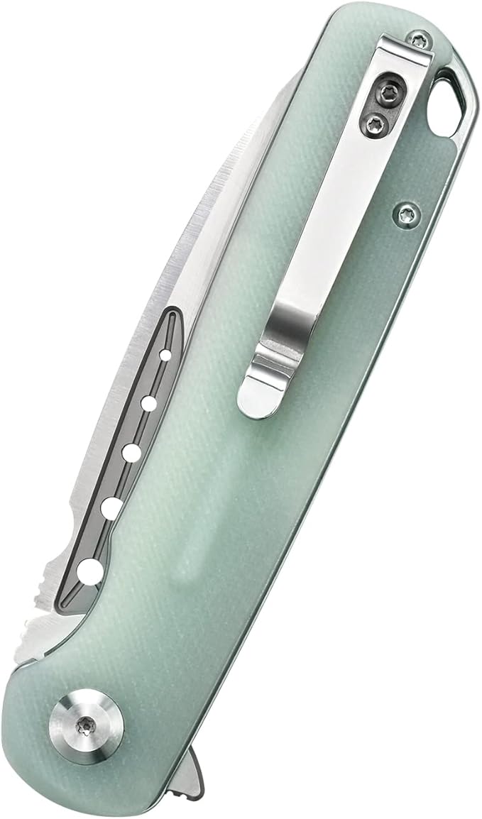 Sitivien ST131 Folding Knife,D2 Blade G10 Handle EDC Tool Knife with Liner Lock for Outdoor Camping Hiking Fishing(Jade)