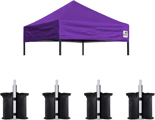 Eurmax USA Pop Up Canopy Replacement Canopy Tent Top Cover, Instant Canopy Top Cover ONLY,Bonus 4PC Pack Weight Bag (5x5,Purple)