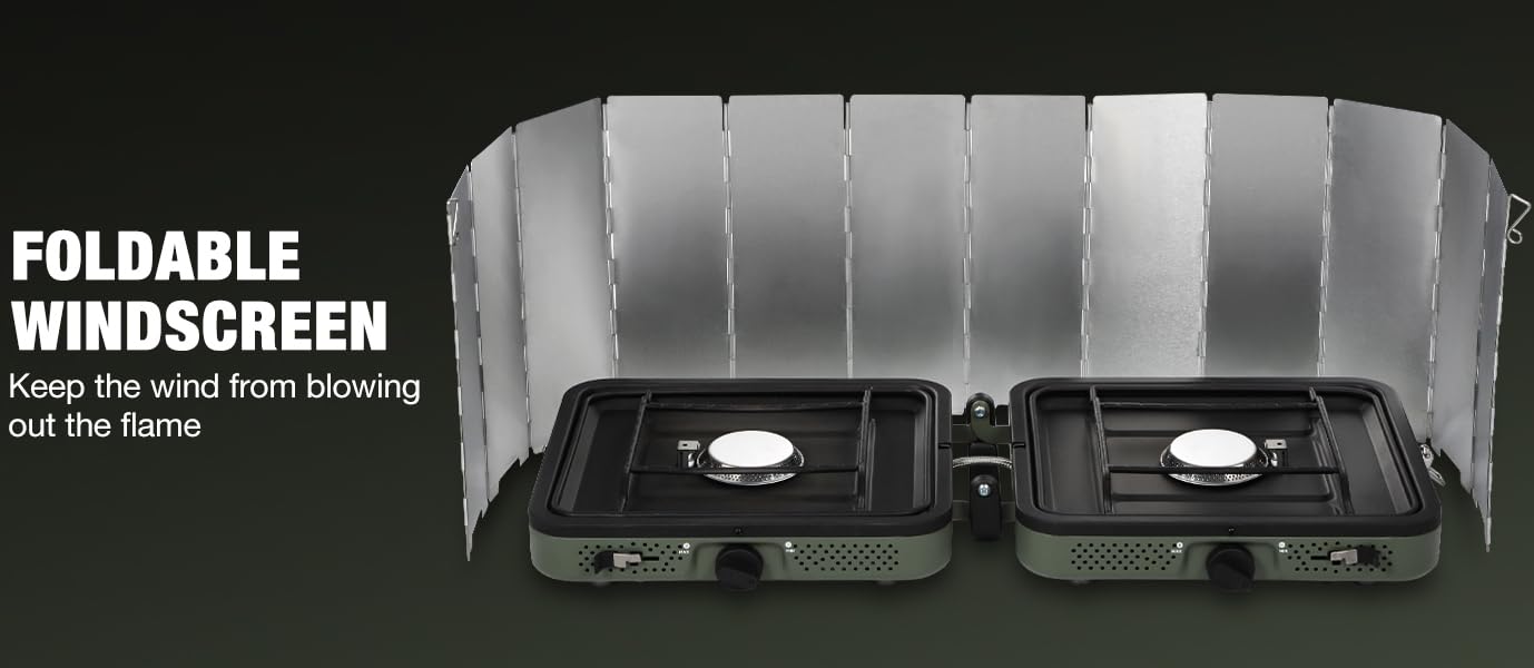 REDCAMP Folding Outdoor Stove Windscreen, 12 Plates Aluminum Camping Stove Windshield with Carrying