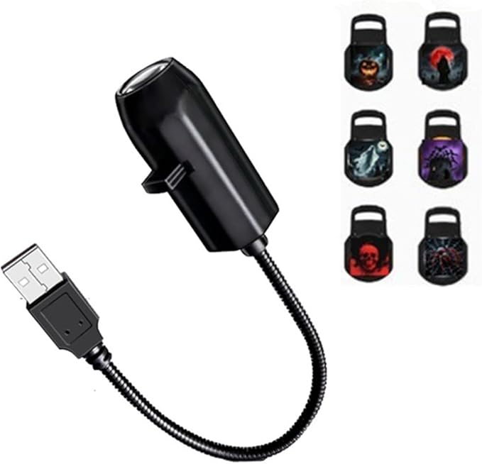 Halloween USB Projector Light - 6 Scenes Starry Sky Projector, Creative LED Night Light for Dark & Night Ambiance, Holiday Atmosphere Projection Lamp