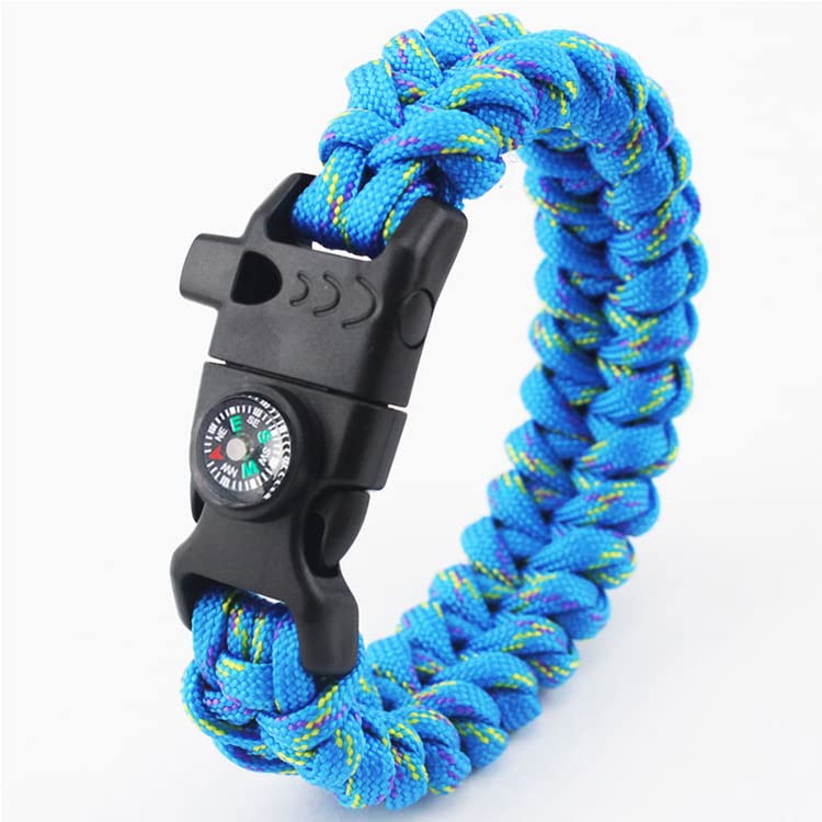 12pcs Pack Mix Colors 5/8" Compass Flint Scraper Fire Starter Whistle Buckle Plastic Paracord