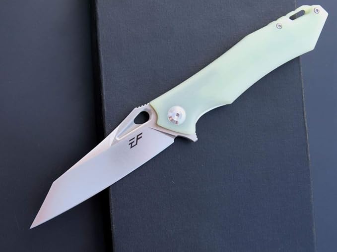 Eafengrow EF934 Pocket Knife D2 Steel Blade Folding Knife G10 Handle Liner Lock Camping Survival Tool Knives for Outdoor Camping Survival Hiking(jade)