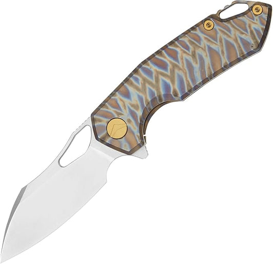 Folding Knife pocket knife EDC Knife With Clip Survival knife Camping knife - M390 Steel Titanium Handle - Outdoor Hiking Survival Hunting knife with Sheath (Colourful)