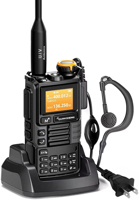 UVK5(99) AM/FM/DTMF Walkie-Talkie 200CH 20-1000MHZ Walkie-Talkie NOAA Weather Forecast with Flash Copy Frequency Tpye-C LCD Display for Hiking Camping Travel Two-Way Radio (Grey)
