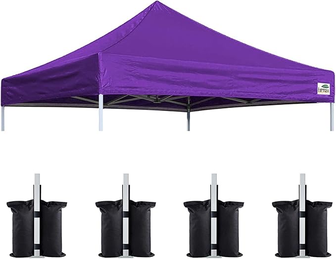 Eurmax USA Pop Up Canopy Replacement Canopy Tent Top Cover, Instant Canopy Top Cover ONLY,Bonus 4PC Pack Weight Bag (8x8,Purple)