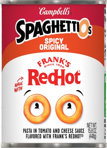 SpaghettiOs Spicy Original made with Frank's RedHot, Canned Pasta, 15.8 OZ Can (Pack of 6)