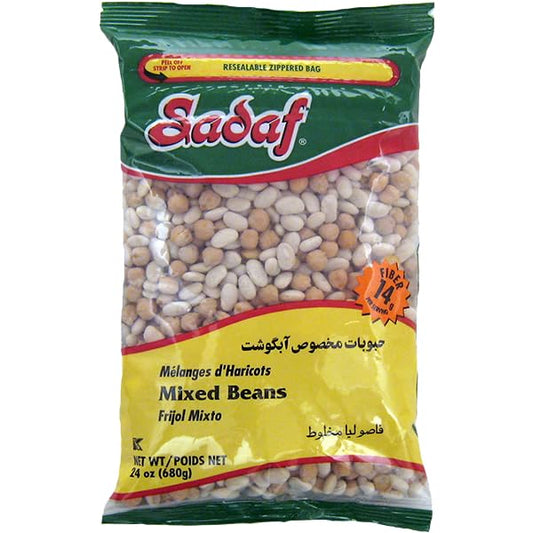 Sadaf Mixed Beans - Dried Mixed Beans for Cooking - Ideal for Soups & Stews - Kosher - 24 oz Resealable Bag