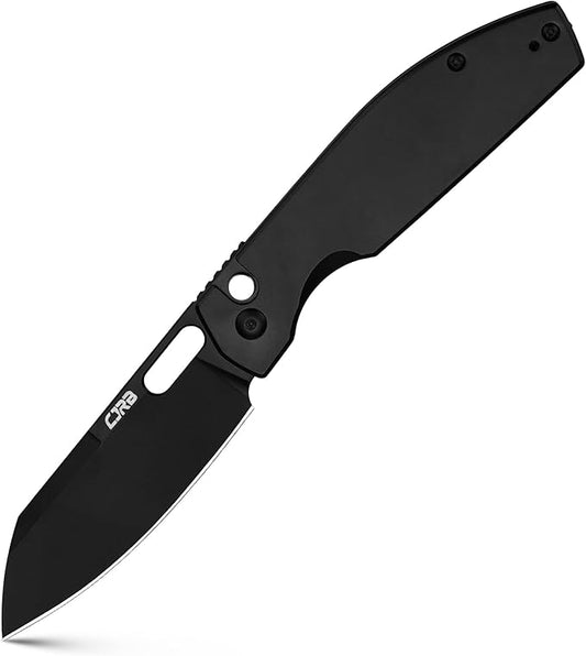 CJRB Pocket EDC Knife Ekko(J1929) Button Lock Small Folding Knife AR-RPM9 Steel Blade and Black PVD Stainless Steel Handle Outdoor for Men Women