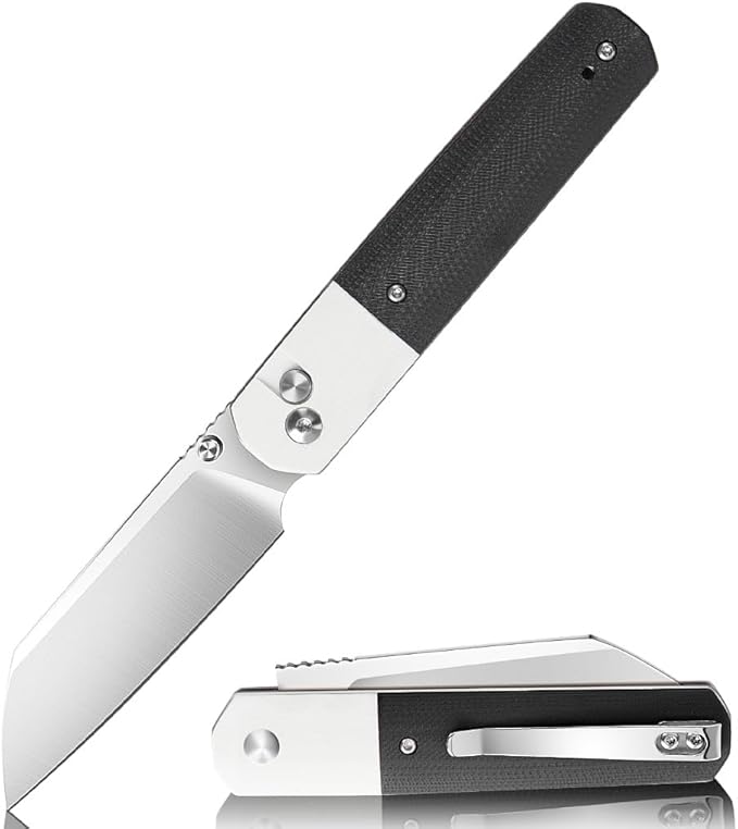 ioko Folding Pocket Knife, Stainless Steel Blade, Black G10 Handle, Modern Design (black)