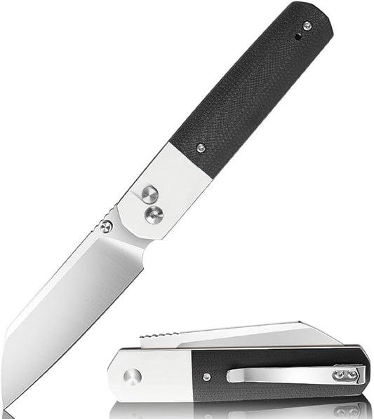 ioko Folding Pocket Knife, Stainless Steel Blade, Black G10 Handle, Modern Design (black)