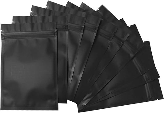 200 Pack Mylar Bags 4 x 6 Inch Resealable Smell Proof Bags Foil Pouch Bag Flat Bag Matte Black