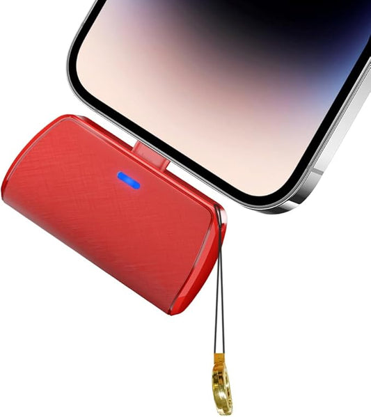 Wavypo Keychain Portable Charger 2500mAh, Cell Phone Portable Power bank Pack Mini Power Emergency Pod Fast Charging Compatible for iPhone 14/14 Pro Max/13/13 Pro Max/12/12 Pro Max/11/XR/X/8/7/6 (Red)