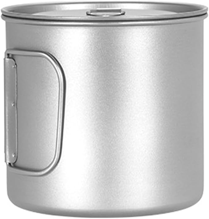 Titanium Pot 900ml & 1100ml & 1600ml Lightweight Camping Cookware for Outdoor Hiking Backpacking Travel, Non-Toxic Druable Cooking Pot with Lid & Folding Handle