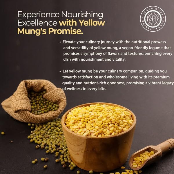 Pride Of India - PACK of 6 - Indian Split Yellow Mung Lentils - Protein & Fiber Rich Moong Dal, 1.5 Pound Jar