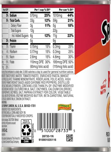 SpaghettiOs Spicy Original made with Frank's RedHot, Canned Pasta, 15.8 OZ Can (Pack of 6)