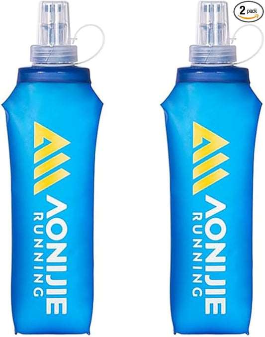 AONIJIE 2Pack of Soft Soft Folding Hydration Bottle Water Collapsible Flask BPA-Free Bottles (SD-500ml without straws)