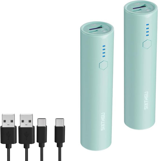 S03 Portable Charger, 5000mAh 2-Pack Small Power Bank with Fast Charging, USB-C Output Compatible with iPhone, Samsung, and More, Green