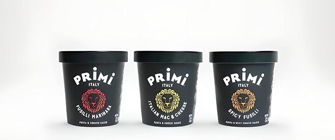 Primi Pasta Cup, 12-Pack, Made In Italy, Non-GMO, Just Add Water, Microwavable, Ready in 3 Minutes (12 Pack, Fusilla With Spicy Marinara)