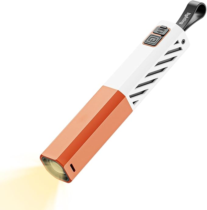 Rechargeable Tactical Flashlights High Lumens - Super Bright Small Powerful LED Magnetic USB C Flashlight, 5 Modes, Waterproof Pocket Flash Light for Emergency, Car (1, Orange)