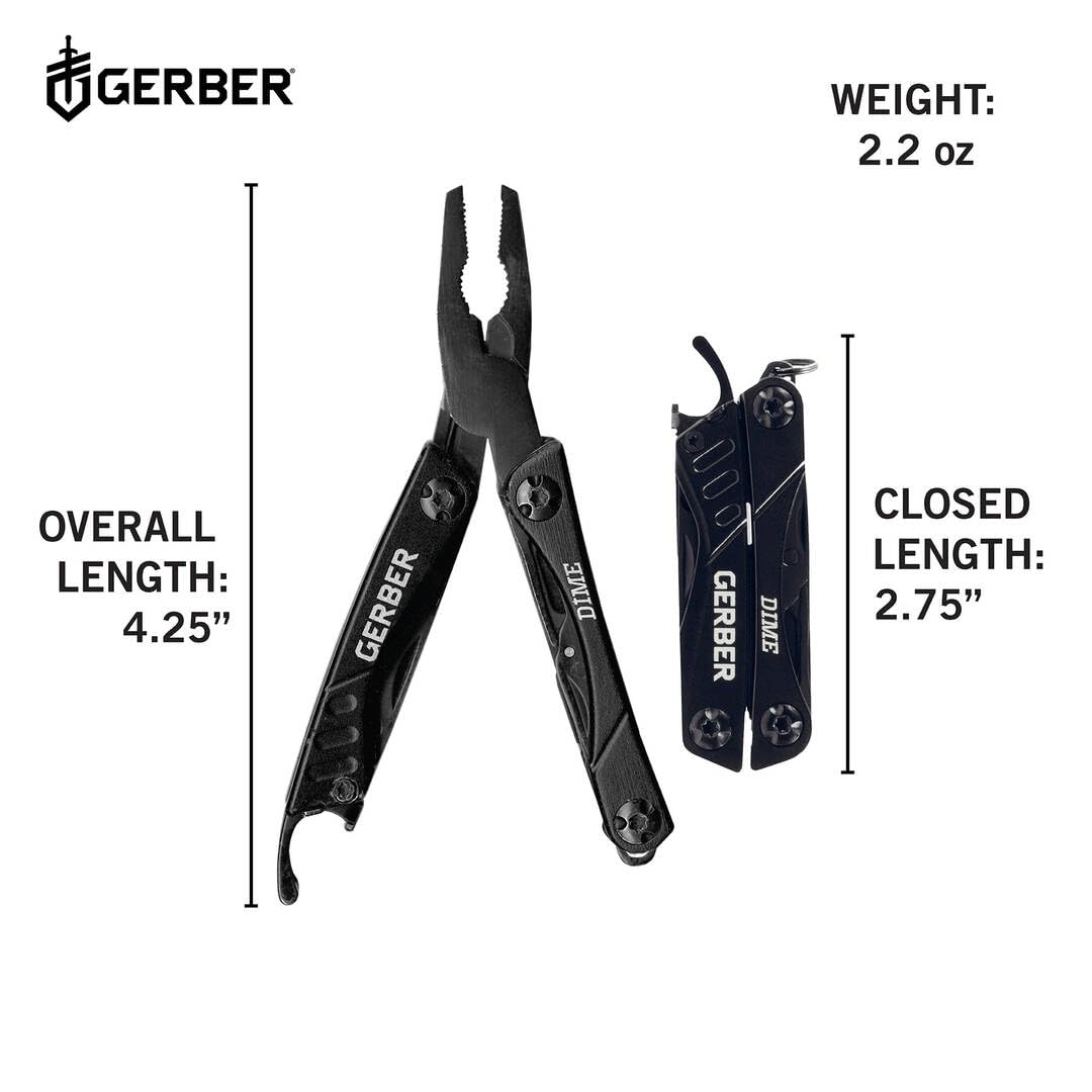 Gerber Dime 12-in-1 Mini Multitool Pliers, Pocket Knife,Bottle Opener,Black