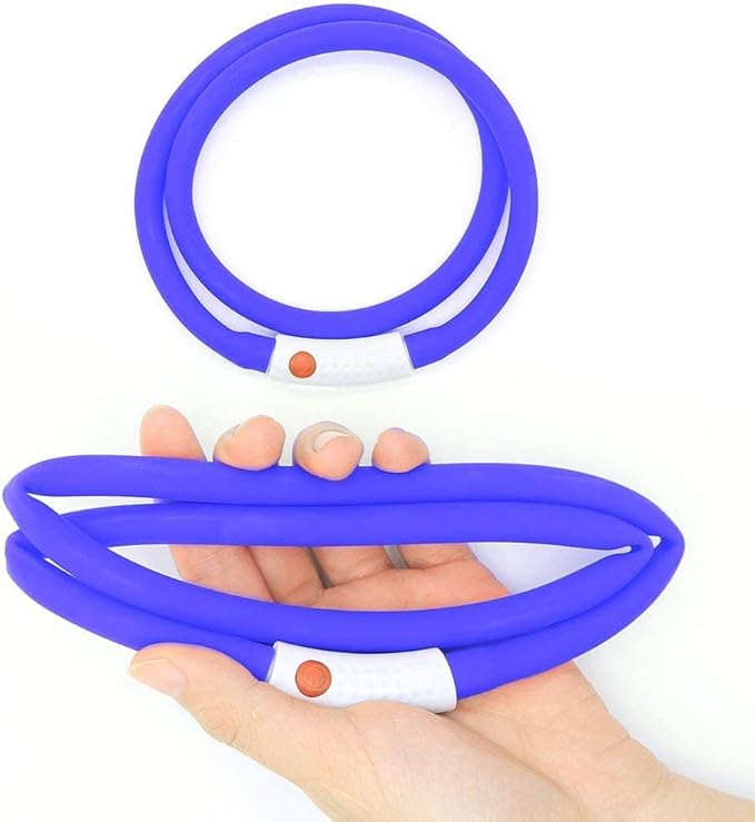 Illumifun LED Dog Necklace Light, USB Rechargeable Light Up Dog Collar, Flash LED Dog Collar for Your Dogs Camping (Blue-Silicone)