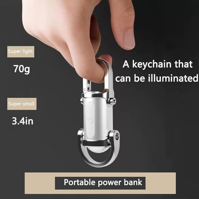 Keychain Flashlight 2025 New Lumilink Mini Flashlight Rechargeable, Extremely Bright, with Mobile Power Function High Gloss Waterproof Portable Flashlight Keychain (Silvery)