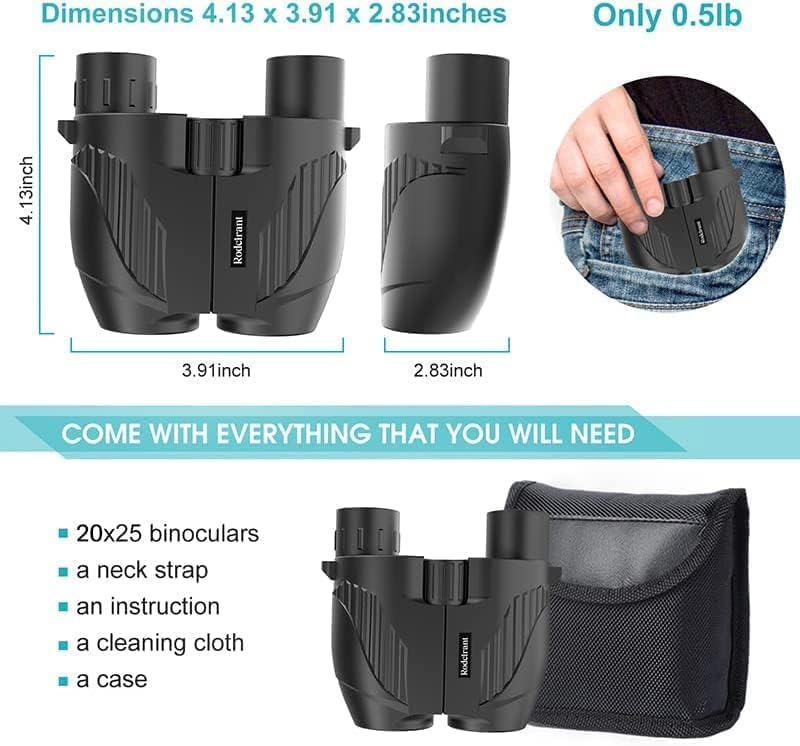 20x25 High Powered Binoculars for Adults,Compact HD Waterproof Durable and Clear BAK4 Prism FMC