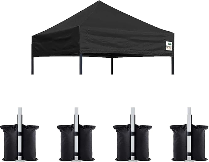 Eurmax USA Pop Up Canopy Replacement Canopy Tent Top Cover, Instant Canopy Top Cover ONLY,Bonus 4PC Pack Weight Bag (5x5, Black)