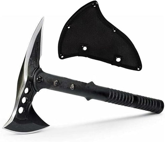 DOOM BLADE Camping Hatchet Axe with Nylon Sheath,Tomahawk Viking Forged High Carbon Steel,Portable Camping Axe for Outdoor Splitting Wood,Hunting Survival (Double-Bit Axe * 1)
