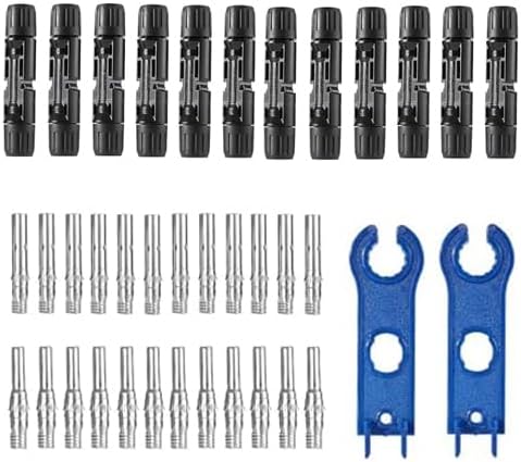 Solar Connectors Panels Kit, 24 PCS Solar Connectors with Spanners Solar Panel Cable Connectors 12 Pairs Male/Female(10AWG)
