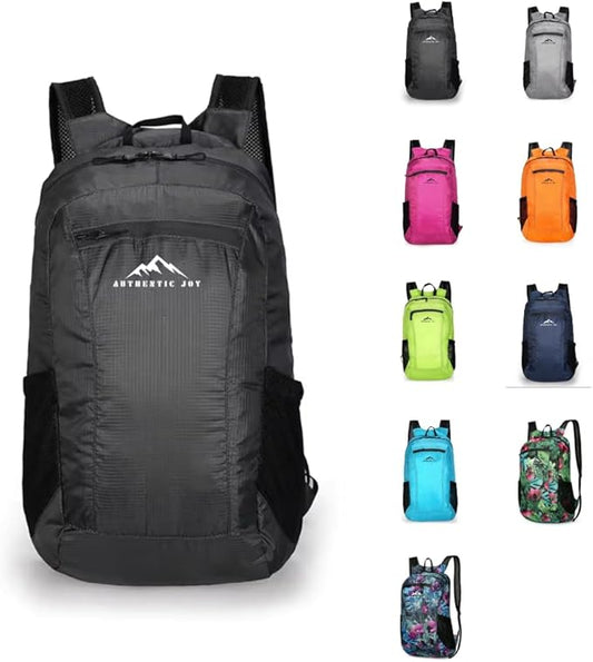 Generic Authentic Joy 20L Water Resistant Lightweight Hiking Daypack, Packable Backpack, Multiple Colors (Black)
