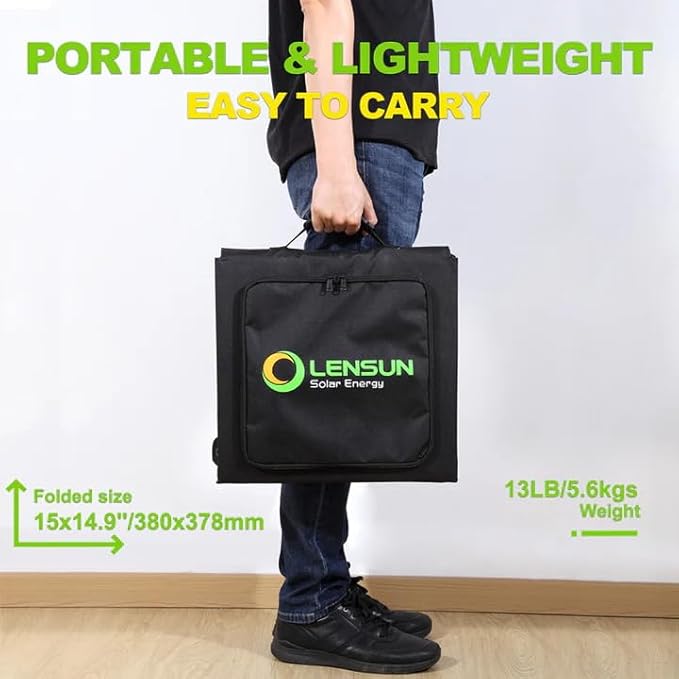 LensunSolar 200W 12V Portable Solar Panel Blanket with Anderson Connectors for Solar Generator Power Station, Lightweight, with 20A MPPT Charger Controller