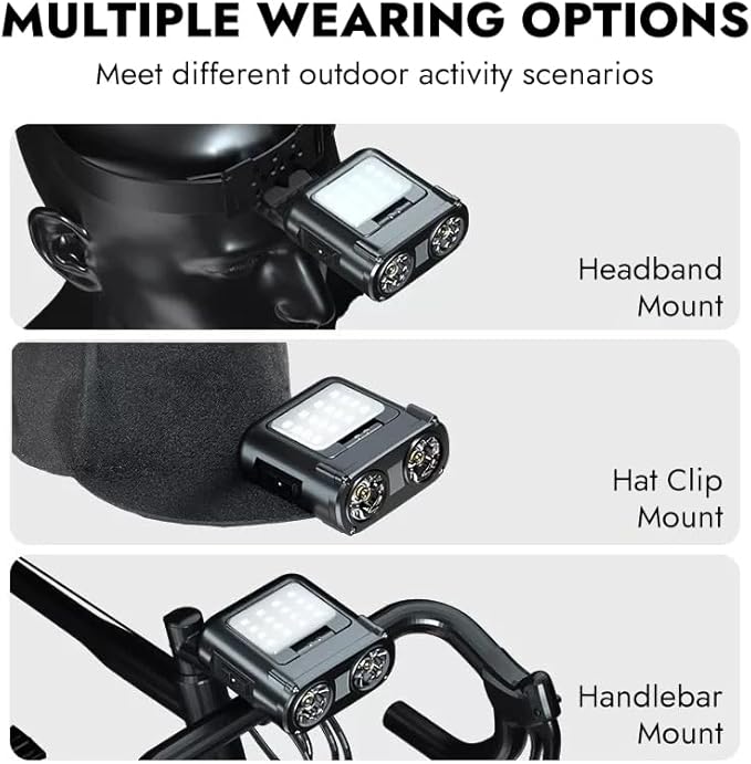 WARSUN MD9 Multi-Use Headlamp Rechargeable LED ??Cap & Bike Mount, COB, Motion Sensor, 5 Modes, 800 Lumens or Camping, Fishing, Hiking
