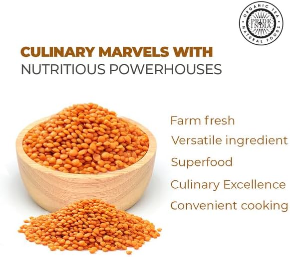 Pride Of India - PACK of 6 - Indian Split Masur Red Lentils - Protein & Fiber Rich Masoor Dal, 1.5 Pound Jar