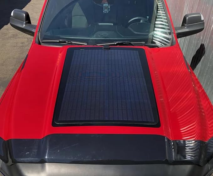 Lensun 100W 12V Hood Flexible Solar Panel for Ram 2500/3500 HD 5th Gen (2019-Present) - Off Grid Solar Power for Offroading/Overlanding/Camping