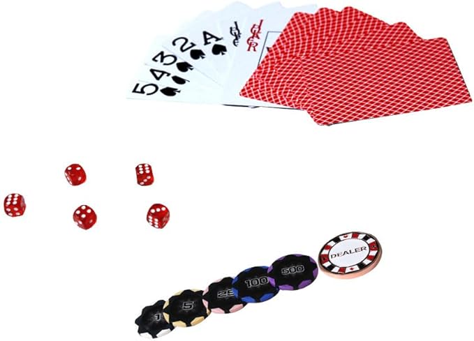 THUNDERBAY 13.5 Gram 300 Clay Composite Poker Chips Set with Aluminum Case, Two Decks of Playing Cards, One Metal Dealer Button&5 Dices for Poker, Texas Hold'em, Blackjack, Casino Games at Home