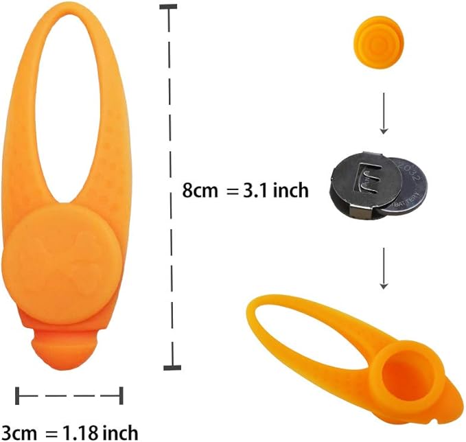 LaRoo Dog Lights for Night Walking - Led Dog Collar Lights for Nighttime, Clip On Light up Dog Collar Walking Flashlight（Orange）