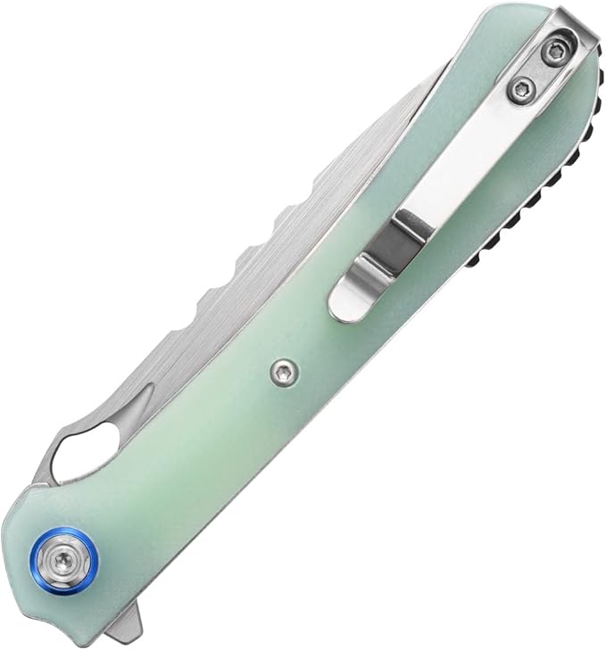 Sitivien ST145 Folding Pocket Knife,14C28N Steel Blade,G10 Handle EDC Tool Knife for Outdoor Survival,Camping,Hiking,Hunting(Jade) …