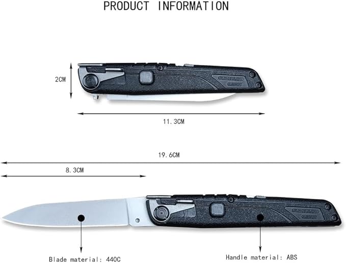 7.8" Folding Knife 440C Stainless Steel Blade ABS Handle Pocket Knife Outdoor Portable Knives Camping EDC Hiking Fishing Tools