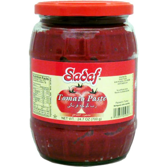Sadaf Tomato Paste in jar - Tomato paste no sugar added - All-natural tomato sauce - Keto Friendly, Kosher, no artificial colors or flavours - 24 Oz (Pack of 1)