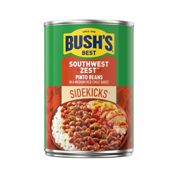 Bush's Best Baked Beans, Sidekicks Variety Pack, Southwest Zest Pinto Beans (15oz), Taco Fiesta Black Beans (15.1oz) (3 of each)