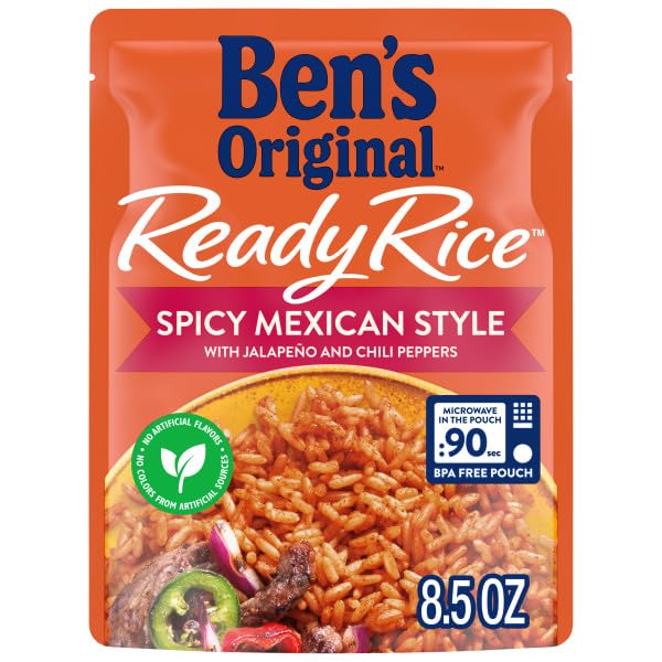BEN'S ORIGINAL Ready Rice Spicy Mexican Style Flavored Rice, Easy Dinner Side, 8.5 oz Pouch (Pack of 12)