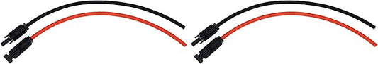 1 Pair Black + Red 10AWG(6mm²) Solar Panel Extension Cable Wire Connector Solar Adaptor Cable with Female and Male Connectors (1 FT) (Pack of 2)