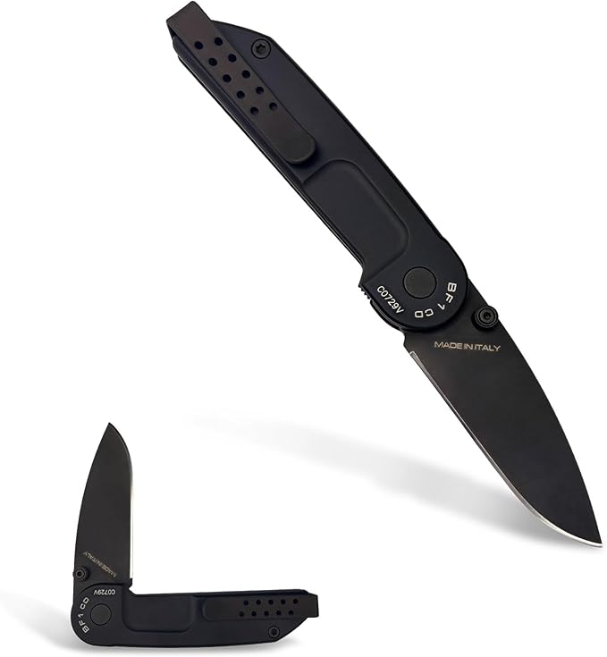 Extrema Ratio - BF1 CD (BLACK), Folding Knife, Böhler N690 steel blade hardened to 58 HRC, burnished finish, anticorodal aluminum handle with smooth grip, compact design, reversible clip