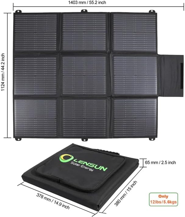 LensunSolar 200W 12V Portable Solar Panel Blanket with Anderson Connectors for Solar Generator Power Station, Lightweight, with 20A MPPT Charger Controller